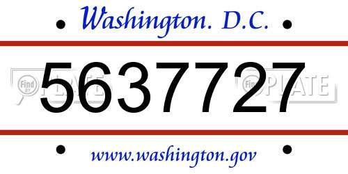 5637727 District Of Columbia License Plate