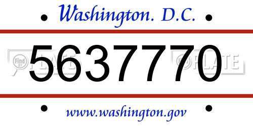 5637770 District Of Columbia License Plate