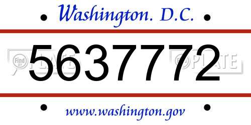 5637772 District Of Columbia License Plate