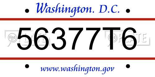 56377T6 District Of Columbia License Plate