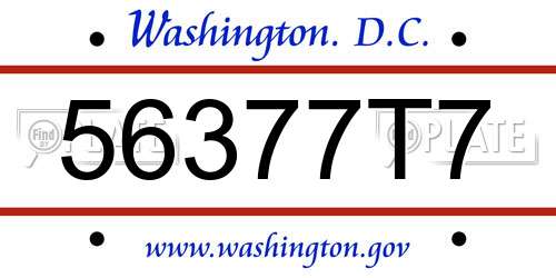 56377T7 District Of Columbia License Plate