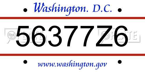 56377Z6 District Of Columbia License Plate