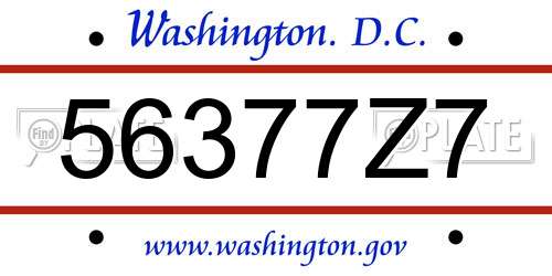 56377Z7 District Of Columbia License Plate