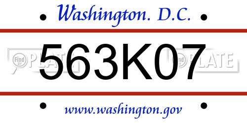 563K07 District Of Columbia License Plate