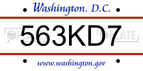 563KD7 District Of Columbia License Plate