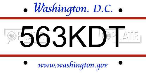 563KDT District Of Columbia License Plate