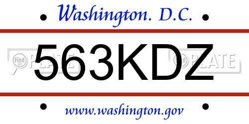 563KDZ District Of Columbia License Plate