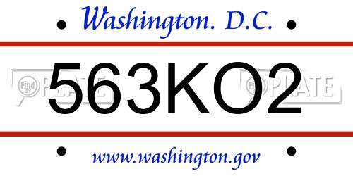 563KO2 District Of Columbia License Plate