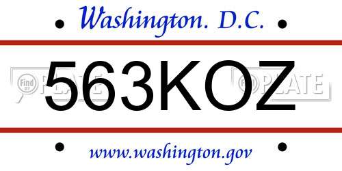 563KOZ District Of Columbia License Plate
