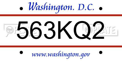 563KQ2 District Of Columbia License Plate