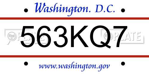 563KQ7 District Of Columbia License Plate