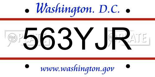 563YJR District Of Columbia License Plate