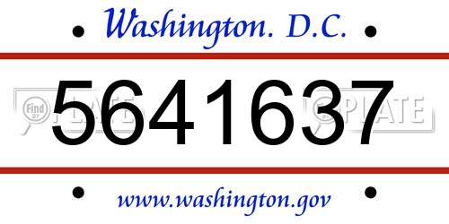 5641637 District Of Columbia License Plate