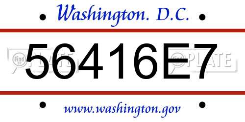 56416E7 District Of Columbia License Plate