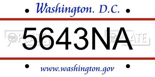 5643NA District Of Columbia License Plate