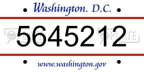 5645212 District Of Columbia License Plate