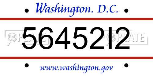 56452I2 District Of Columbia License Plate