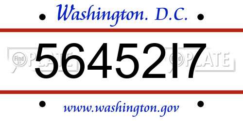 56452I7 District Of Columbia License Plate