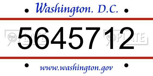 5645712 District Of Columbia License Plate