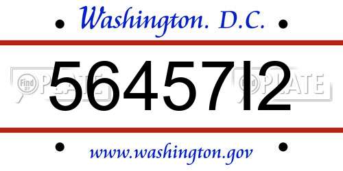 56457I2 District Of Columbia License Plate
