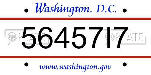 56457I7 District Of Columbia License Plate