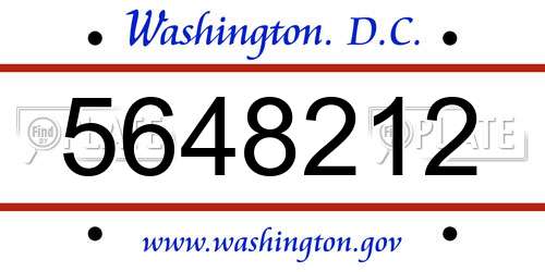 5648212 District Of Columbia License Plate