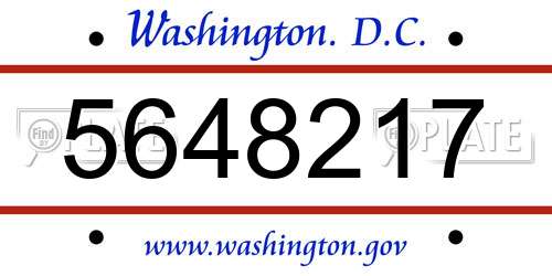 5648217 District Of Columbia License Plate