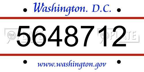 5648712 District Of Columbia License Plate