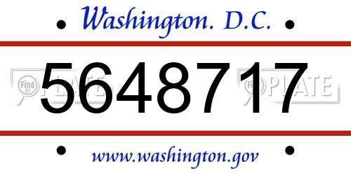 5648717 District Of Columbia License Plate