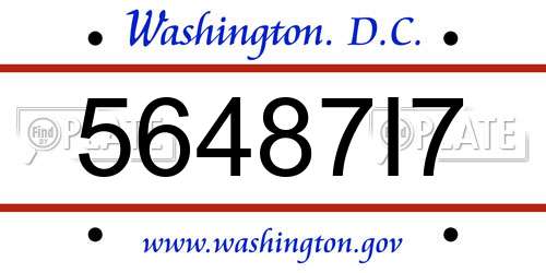56487I7 District Of Columbia License Plate
