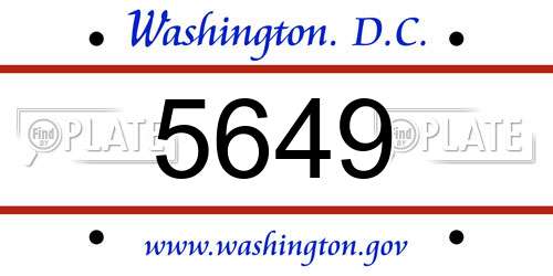 5649 District Of Columbia License Plate