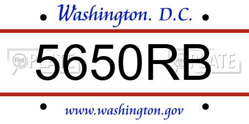 5650RB District Of Columbia License Plate