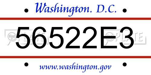 56522E3 District Of Columbia License Plate