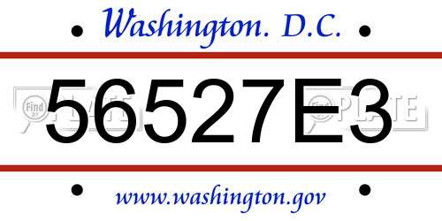 56527E3 District Of Columbia License Plate