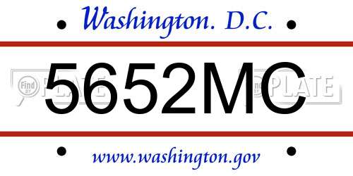 5652MC District Of Columbia License Plate
