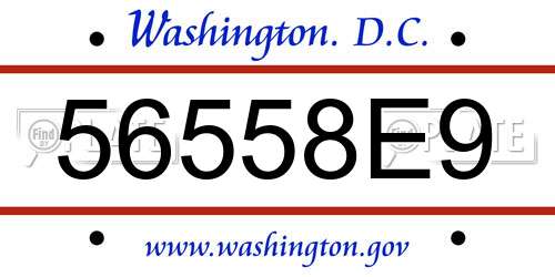 56558E9 District Of Columbia License Plate