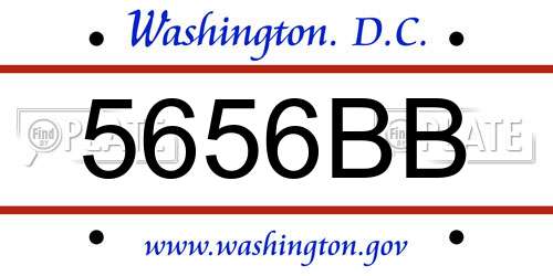 5656BB District Of Columbia License Plate