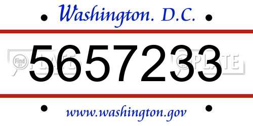 5657233 District Of Columbia License Plate