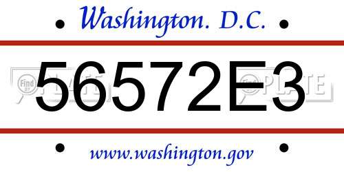 56572E3 District Of Columbia License Plate