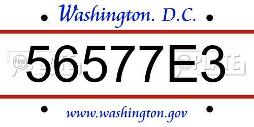 56577E3 District Of Columbia License Plate