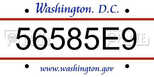 56585E9 District Of Columbia License Plate