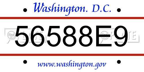 56588E9 District Of Columbia License Plate