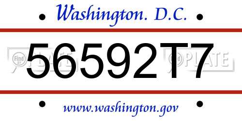 56592T7 District Of Columbia License Plate