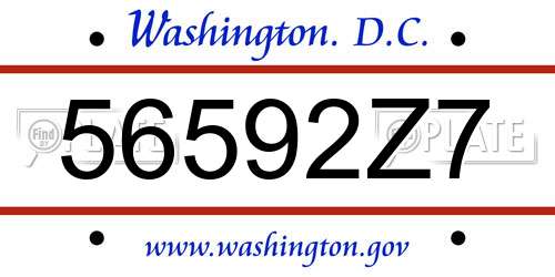 56592Z7 District Of Columbia License Plate