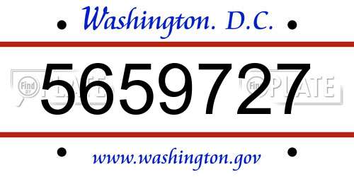 5659727 District Of Columbia License Plate