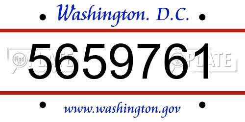 5659761 District Of Columbia License Plate
