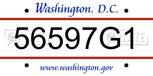 56597G1 District Of Columbia License Plate