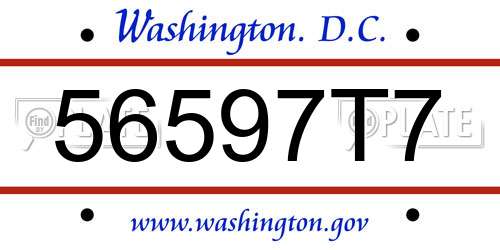 56597T7 District Of Columbia License Plate