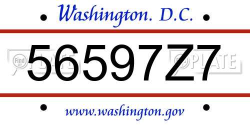 56597Z7 District Of Columbia License Plate