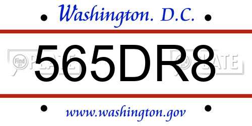 565DR8 District Of Columbia License Plate